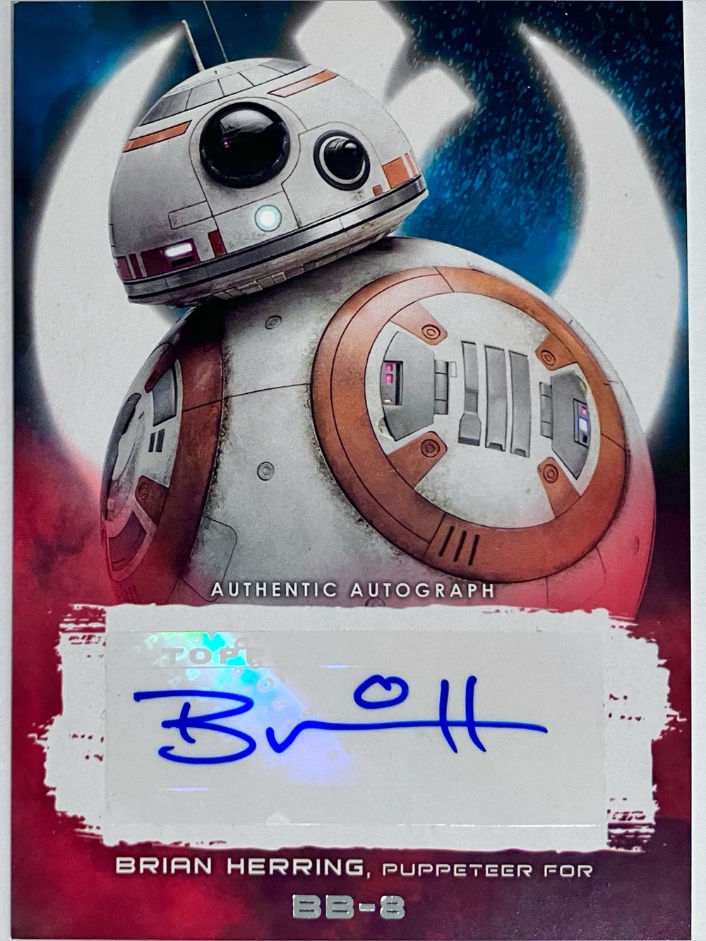 STAR WARS Signed Trading Card / BRIAN HERRING, Puppeteer for BB-8 / Red Variant